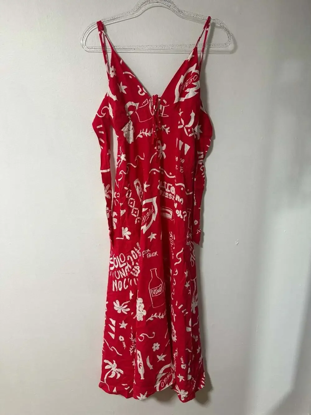 Paper Heart Red and White Fuego Doodle Maxi Dress Size Small